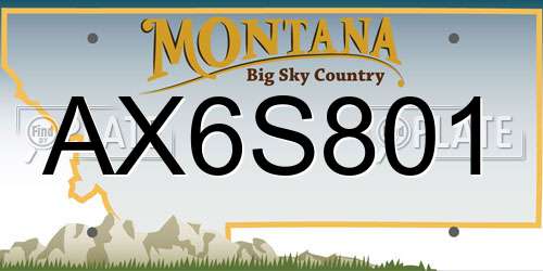 AX6S801 Montana License Plate