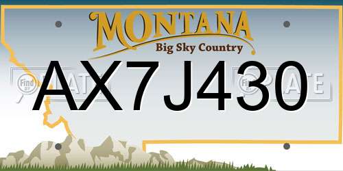 AX7J430 Montana License Plate