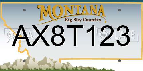 AX8T123 Montana License Plate