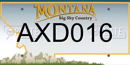 AXD016 Montana License Plate
