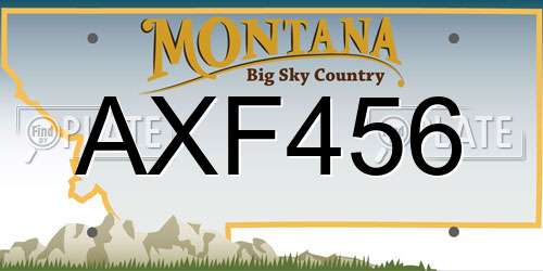 AXF456 Montana License Plate
