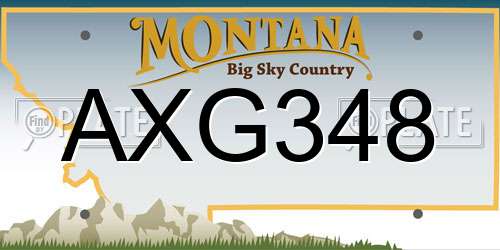 AXG348 Montana License Plate