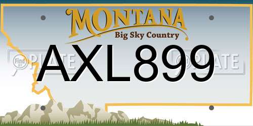AXL899 Montana License Plate