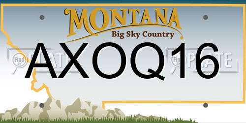 AXOQ16 Montana License Plate
