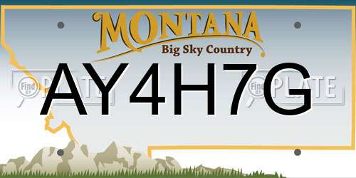 AY4H7G Montana License Plate