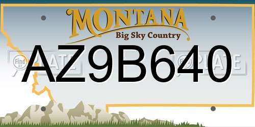 AZ9B640 Montana License Plate