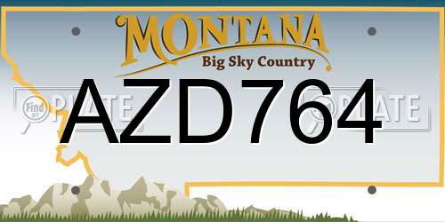 AZD764 Montana License Plate