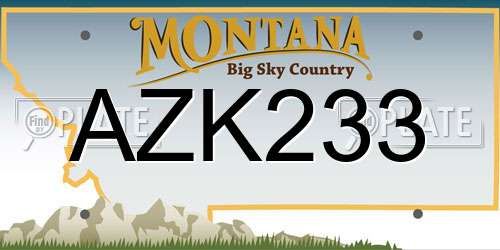 AZK233 Montana License Plate
