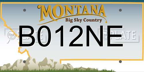 B012NE Montana License Plate
