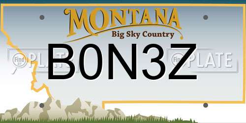B0N3Z Montana License Plate