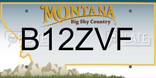 B12ZVF Montana License Plate