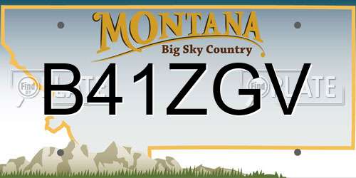 B41ZGV Montana License Plate