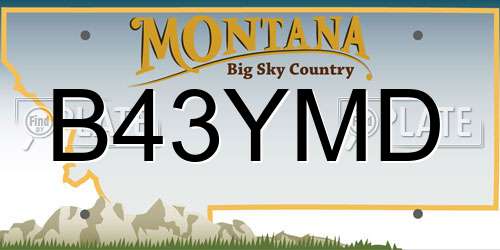 B43YMD Montana License Plate