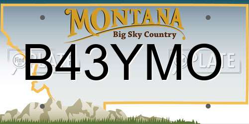 B43YMO Montana License Plate