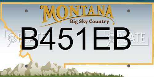 B451EB Montana License Plate