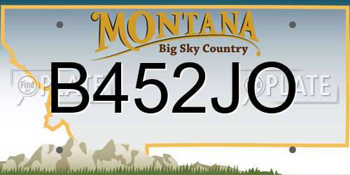 B452JO Montana License Plate