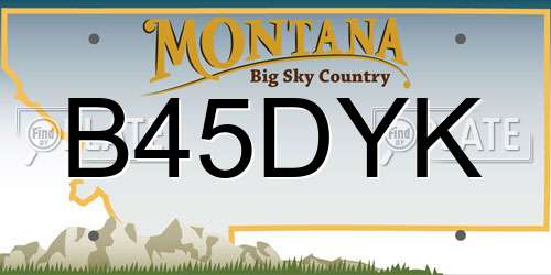 B45DYK Montana License Plate