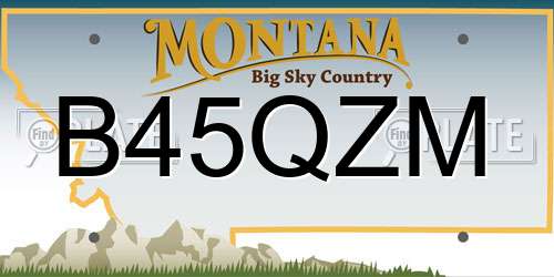 B45QZM Montana License Plate