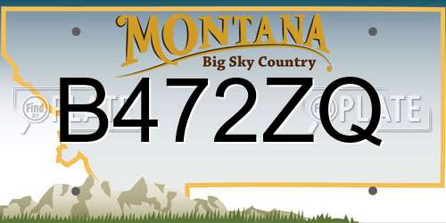 B472ZQ Montana License Plate