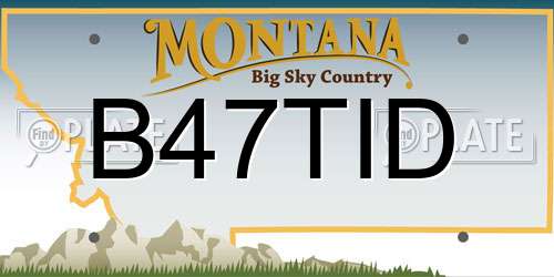 B47TID Montana License Plate