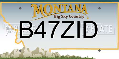 B47ZID Montana License Plate