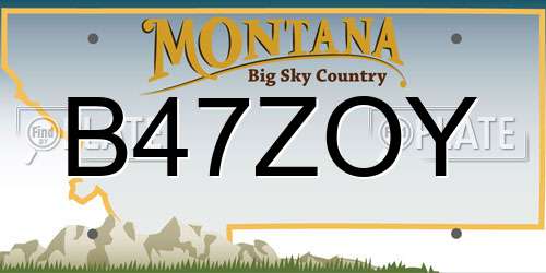B47ZOY Montana License Plate