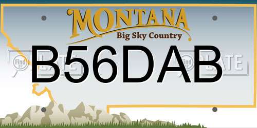 B56DAB Montana License Plate