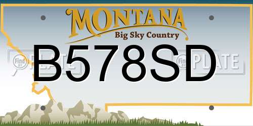 B578SD Montana License Plate