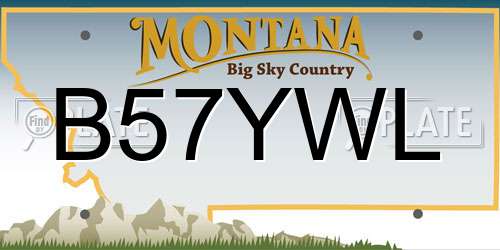 B57YWL Montana License Plate