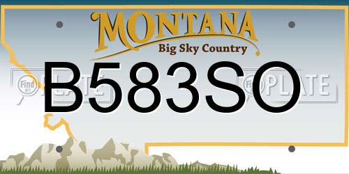 B583SO Montana License Plate