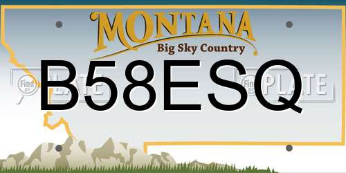 B58ESQ Montana License Plate