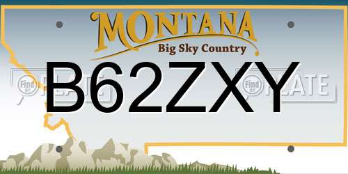 B62ZXY Montana License Plate