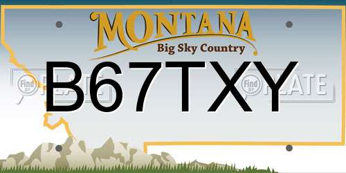 B67TXY Montana License Plate