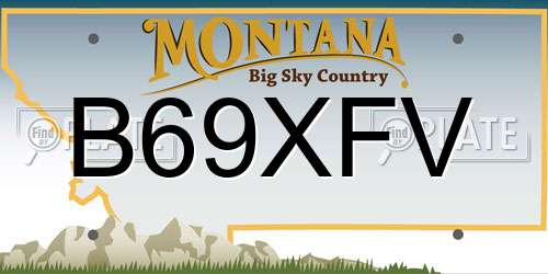 B69XFV Montana License Plate