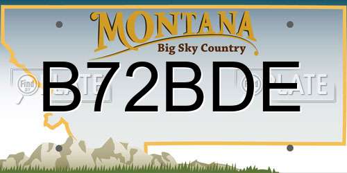 B72BDE Montana License Plate