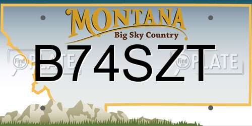 B74SZT Montana License Plate