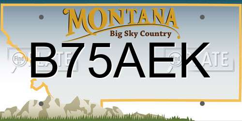 B75AEK Montana License Plate