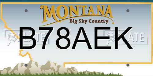 B78AEK Montana License Plate