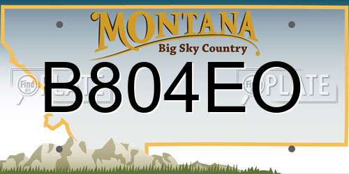 B804EO Montana License Plate