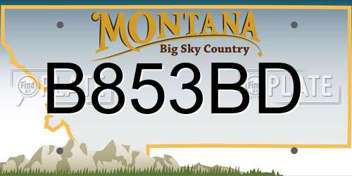 B853BD Montana License Plate