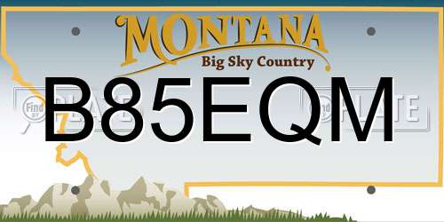 B85EQM Montana License Plate