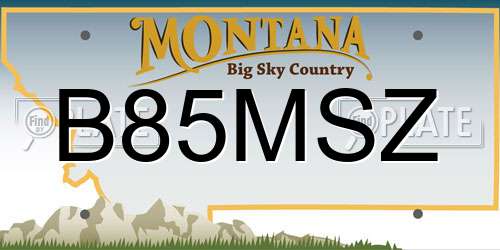 B85MSZ Montana License Plate