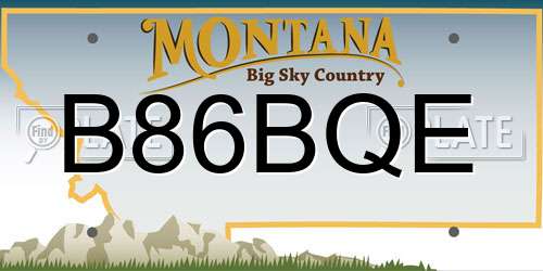B86BQE Montana License Plate
