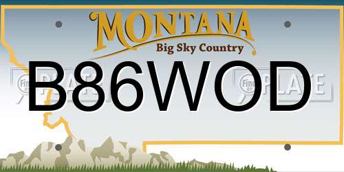 B86WOD Montana License Plate