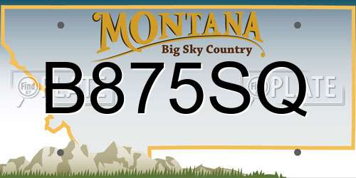 B875SQ Montana License Plate