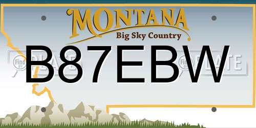 B87EBW Montana License Plate