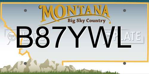 B87YWL Montana License Plate