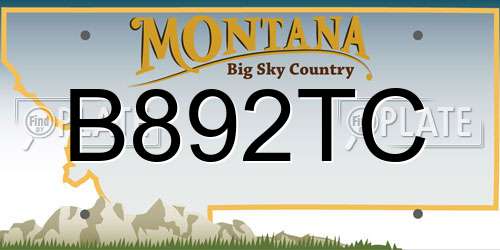 B892TC Montana License Plate