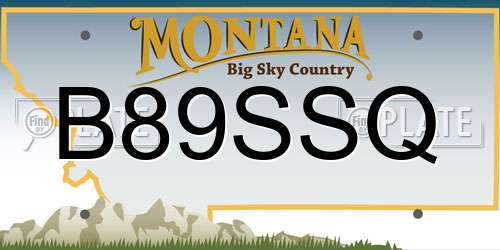 B89SSQ Montana License Plate