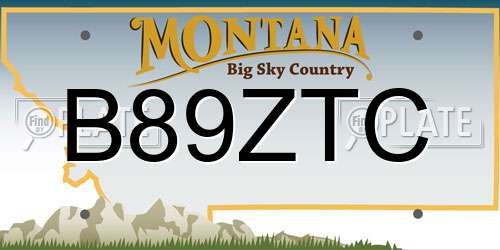 B89ZTC Montana License Plate